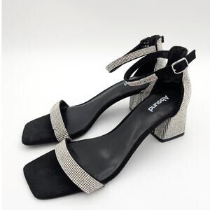 Abound Finn Ankle Strap Rhinestones Block Heel Sandal Silver Size US10M EU42